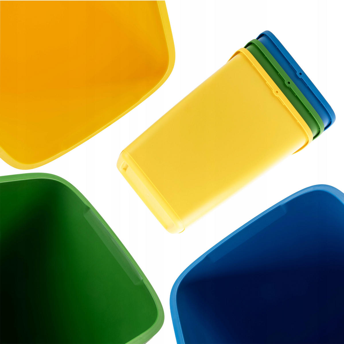 ABFALLBEHÄLTER-SET 3x12L - Blau/Gelb, Kunststoff (18/33cm) - KADAX