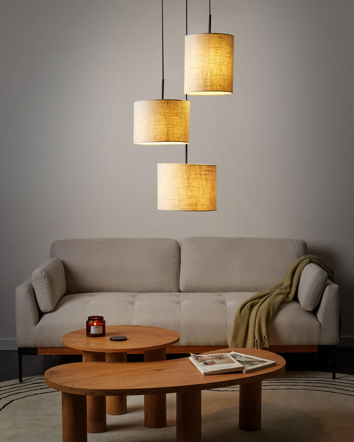 HÄNGELEUCHTE Beige Parguaza - Beige, Textil (42/42/125cm) - Beliani