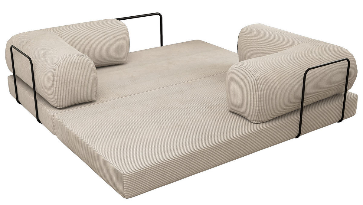 TROJMIESTNA POHOVKA ORSETTO - Krémová Manšester - čierna/krémová, kov/textil (200/70/100cm) - MKS
