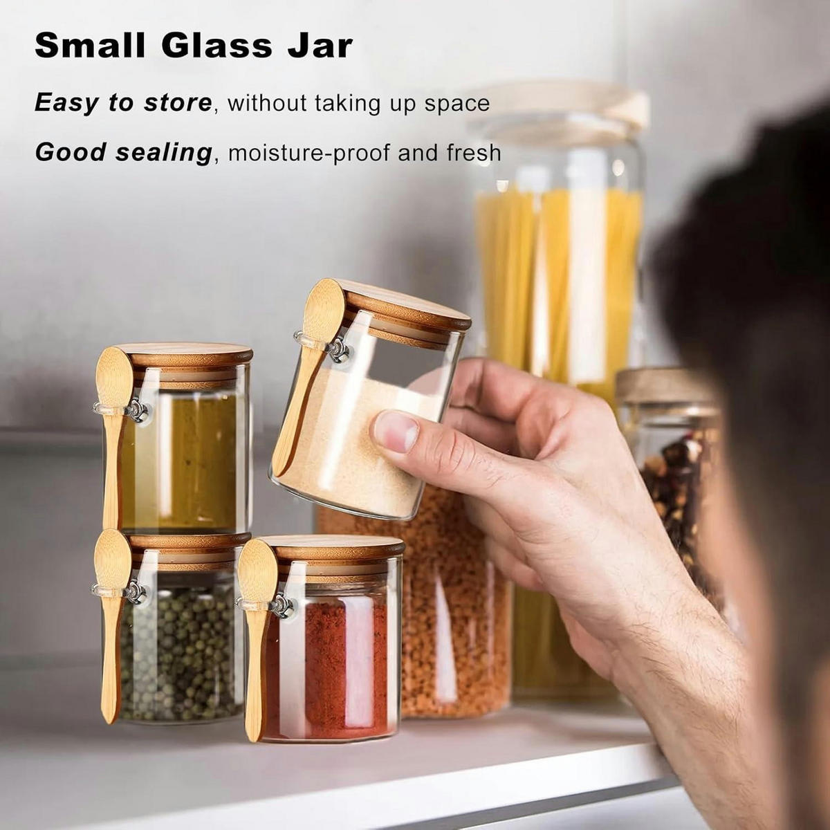 VORRATSGLÄSER Set mit Löffeln 8-teiliges Set 210 ml - Multicolor, Glas (2.5/8.9/2.5cm)