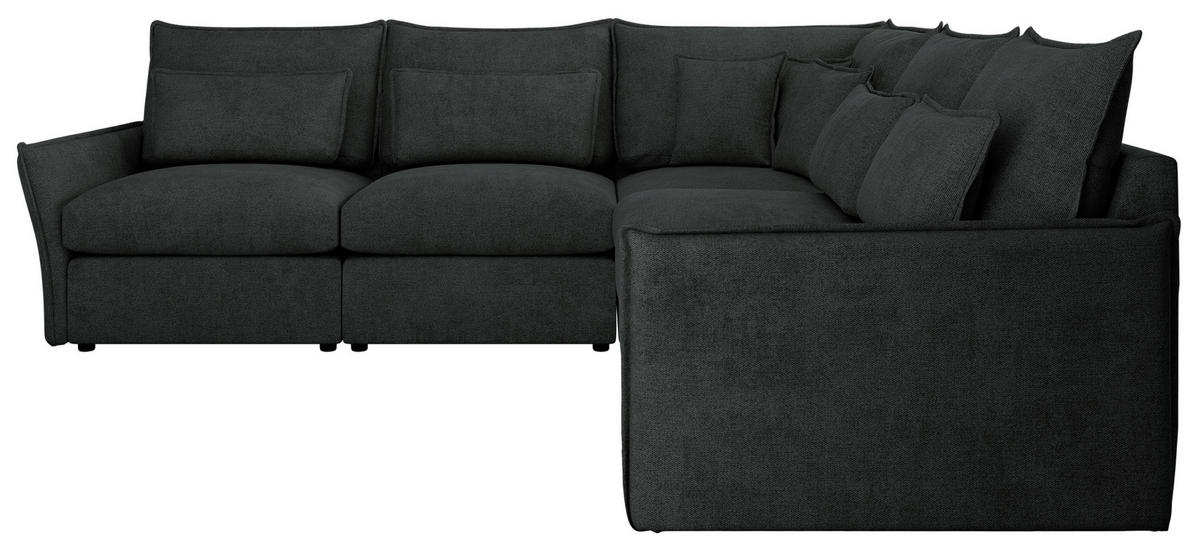 ECKSOFA VERSO L Dunkelgrau Struktur - Dunkelgrau/Schwarz, Kunststoff/Textil (270/270cm) - MKS