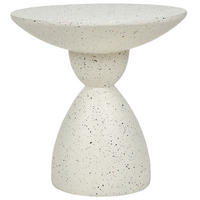 GARTENBEISTTELLTISCH Beton cremeweiß Terrazzo Optik rund 50 cm Caffi - Weiß, Stein (50/50/52cm) - Beliani