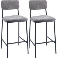 BARSTUHL 2er-Set mit Rückenlehne 45,5 x 48 x 101 cm Grau - Grau, Metall (45.5/101/48cm) - Meubliv