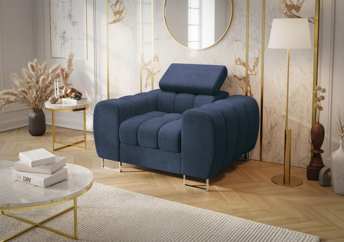 SESSEL Bastien In Stoff Moly - Blau, Holzwerkstoff/Textil (115/95/97cm) - Fun Möbel