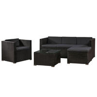 LOUNGEGARNITUR Punta Cana 4-tlg. - Dunkelgrau/Schwarz, Kunststoff - Juskys