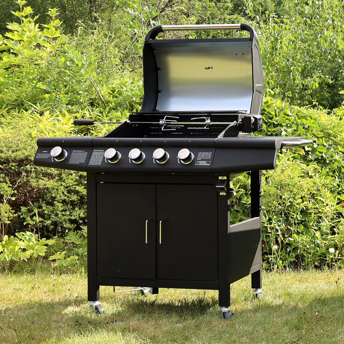 DREHSPIESS mit Motor - Silberfarben, Metall (106cm) - TAINO