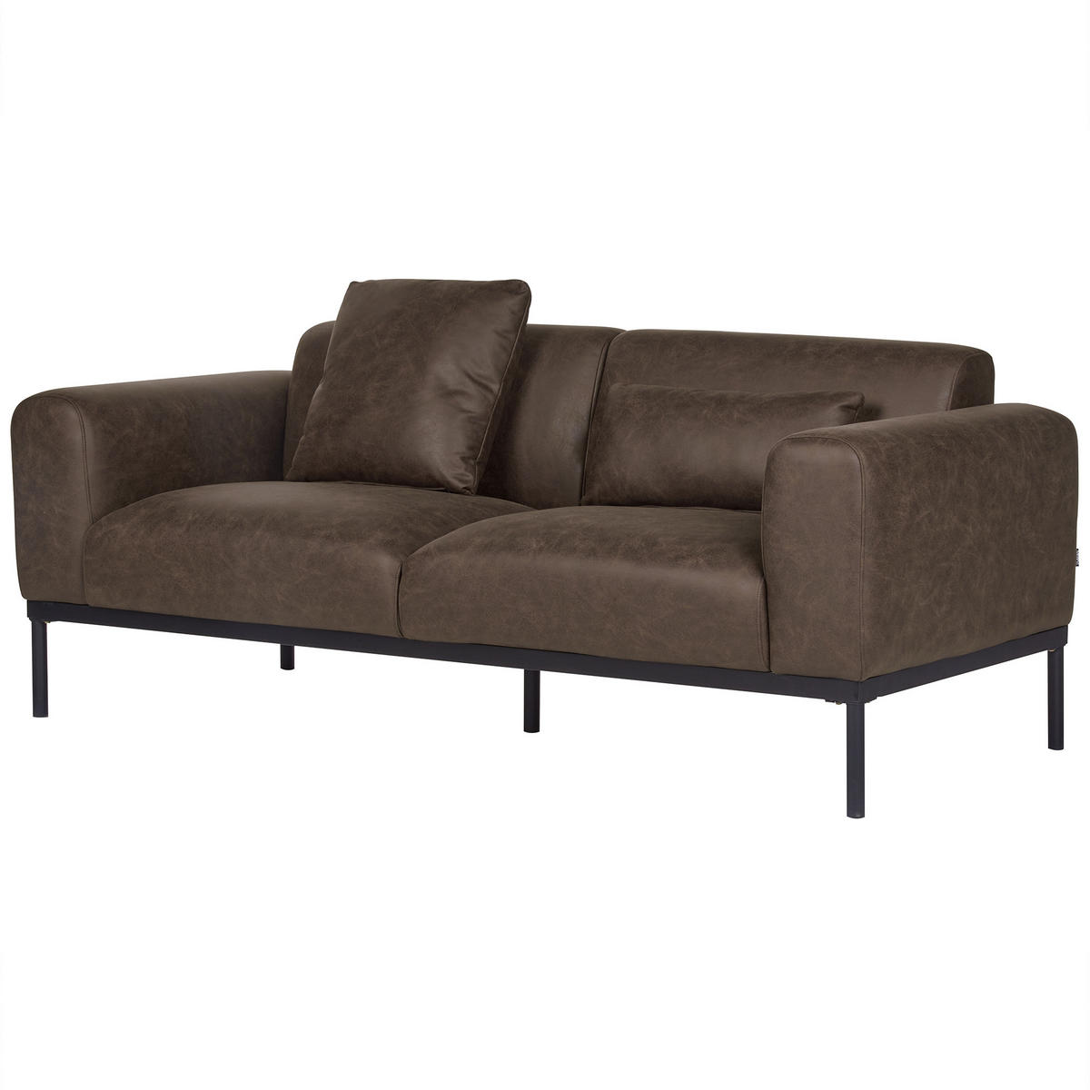 2-SITZER-SOFA Kunstleder dunkelbraun Malmos - Dunkelbraun/Schwarz, Textil (196/78/85cm) - Beliani