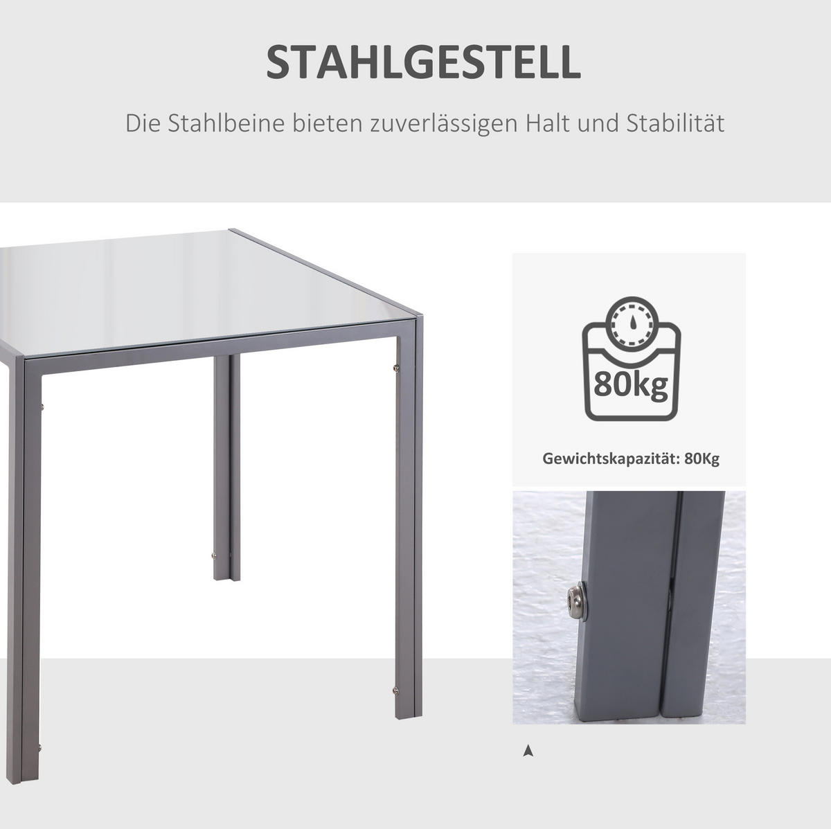 ESSTISCH für 4 Personen 75 x 75 cm Grau - Grau, Metall (75/75/75cm) - Meubliv