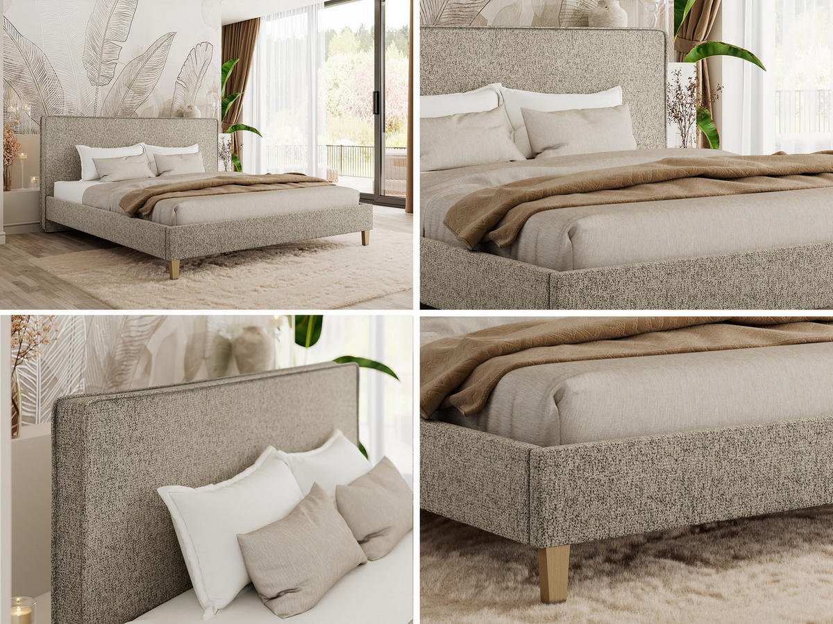 ČALÚNENÁ POSTEĽ LUMARO CLASSIC 140/200 - Taupe Štruktúrovaná látka - Matrac Foam - taupe/jadrový buk, drevo/textil (140/200cm) - MKS