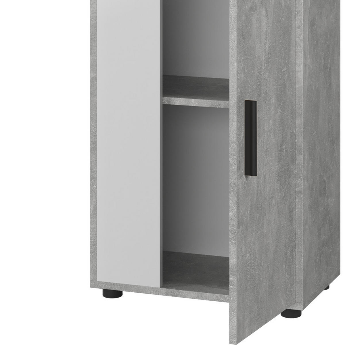 KOMMODE Berno Beton/Weiß 50.1 x 87.3 cm mit 2 Fächern - Weiß/Grau, Holzwerkstoff (50.1/87.3/28.3cm) - Vicco