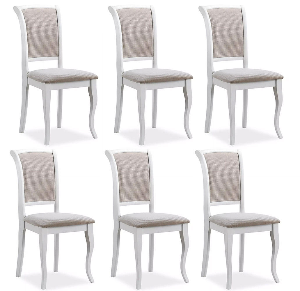 ESSZIMMERSTÜHLE Olivia 6-teilig Weiß / Beige - Beige/Weiß, Holz (45/96/42cm) - Feldmann-Wohnen