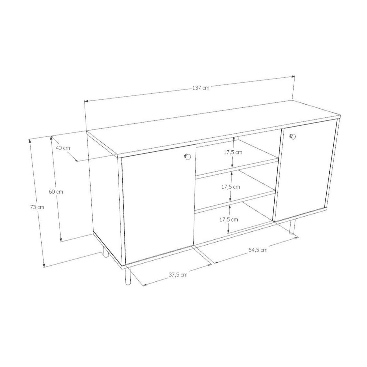 SIDEBOARD Venus - Schwarz/Weiß, Holzwerkstoff (137/73/40cm) - RAUMHIRSCH FURNITURE