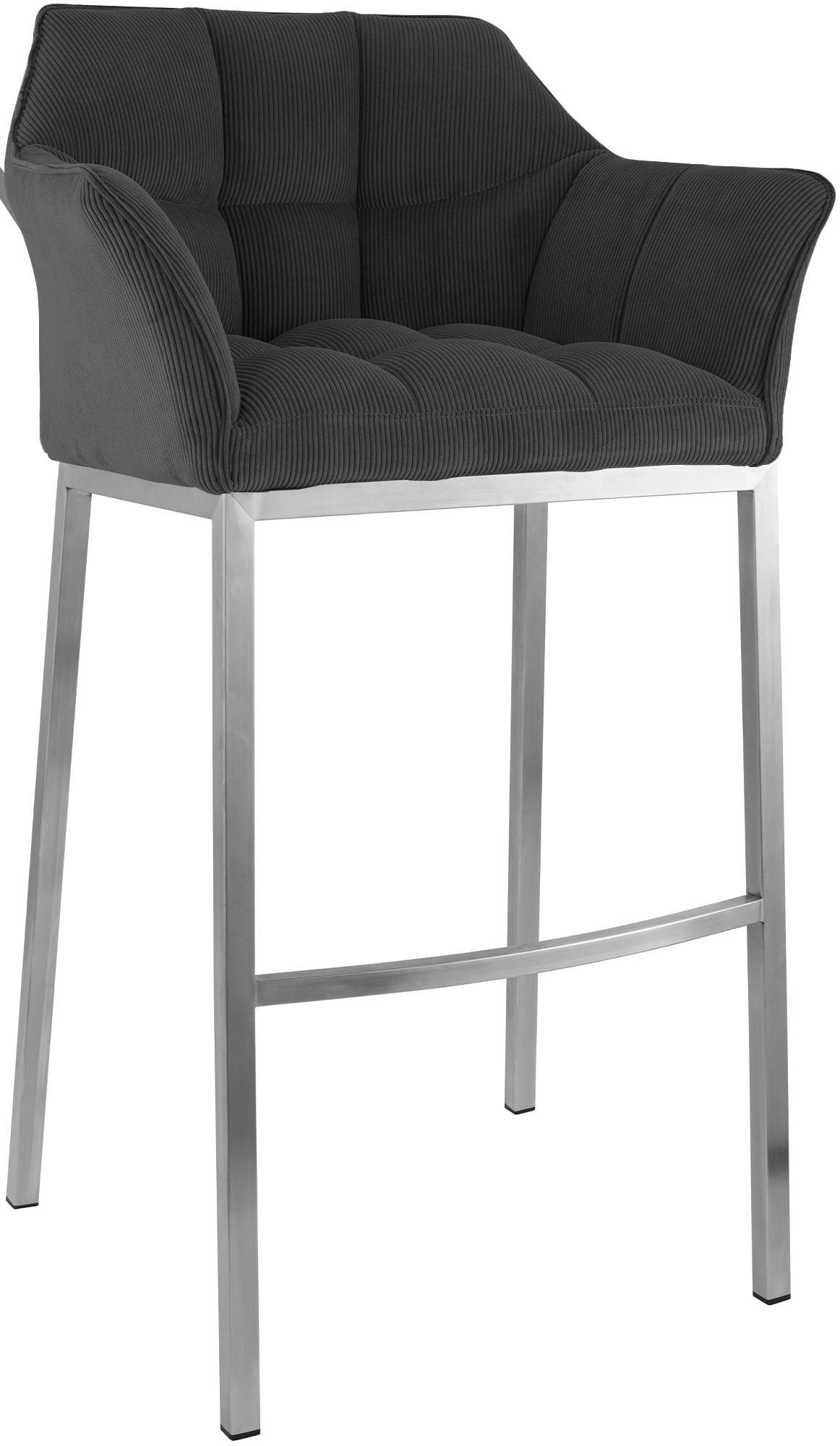 BARHOCKER Damaso Cordbezug 110x64x48 cm dunkelgrau - Dunkelgrau, Metall (64/110/48cm) - furnicato