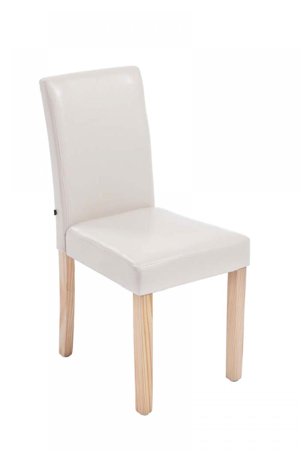 STUHL Lederlook creme - Eukalyptusholzfarben/Creme, Holz/Textil (41/91/47cm) - CLP
