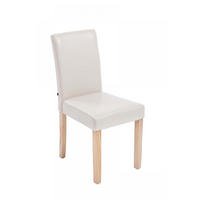 STUHL Lederlook creme - Eukalyptusholzfarben/Creme, Holz/Textil (41/91/47cm) - CLP