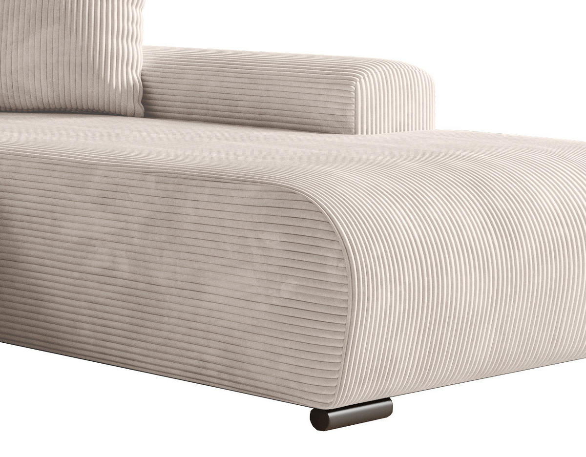 ECKSOFA Nelly mit Bettkasten und Schlaffunktion, Cordstoff in L-Form - Creme, Textil (270/185cm)