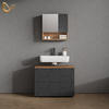 BADMÖBEL-SET Ronco Anthrazit gestreift 2 Teile - Anthrazit/Eiche Wotan, Holzwerkstoff (80/58/41cm) - Livinity®