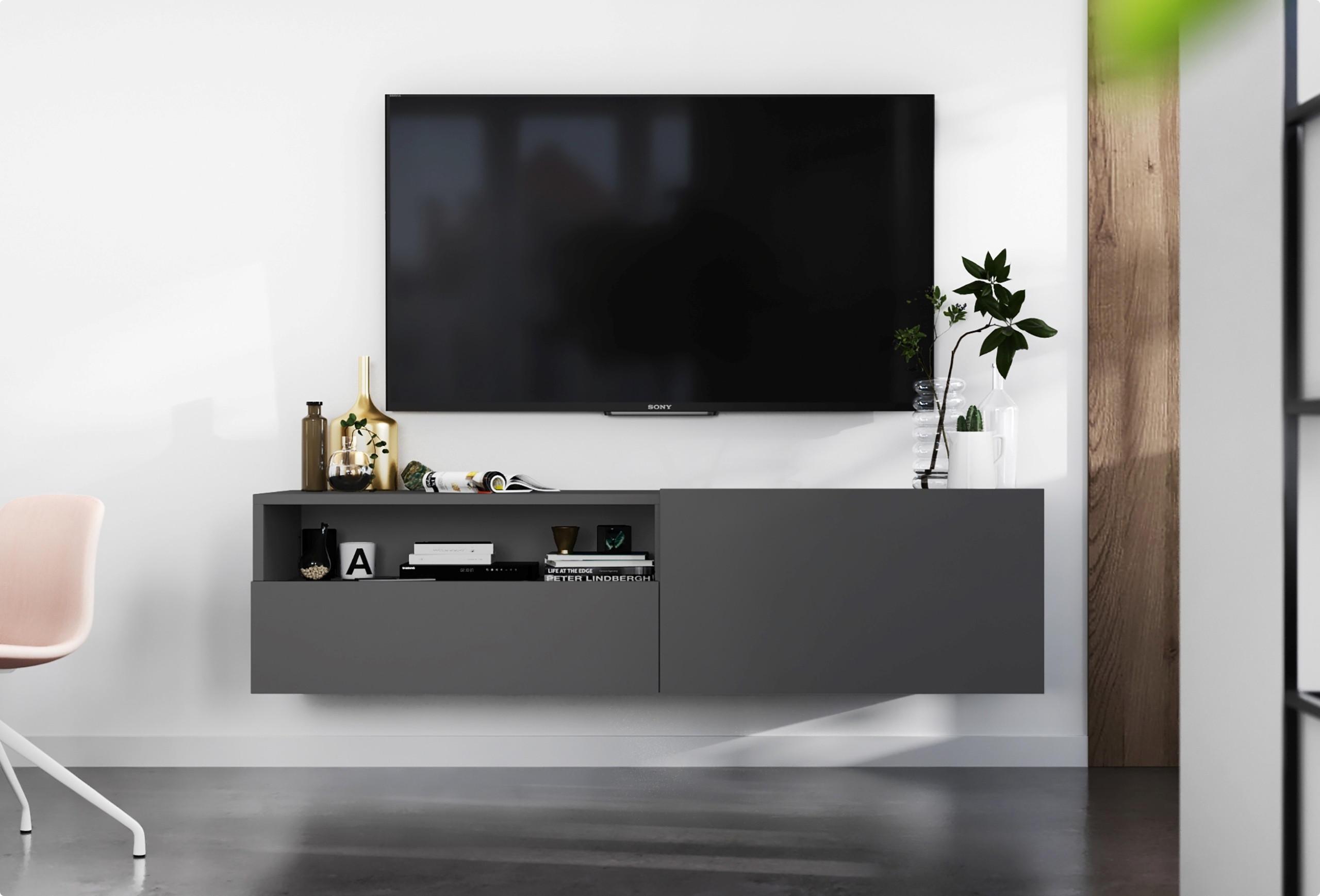 TV-SCHRANK Enjoy Graphit matt Schublade 120 cm - Grau, Holzwerkstoff (120/30/35cm) - Meble Lindner