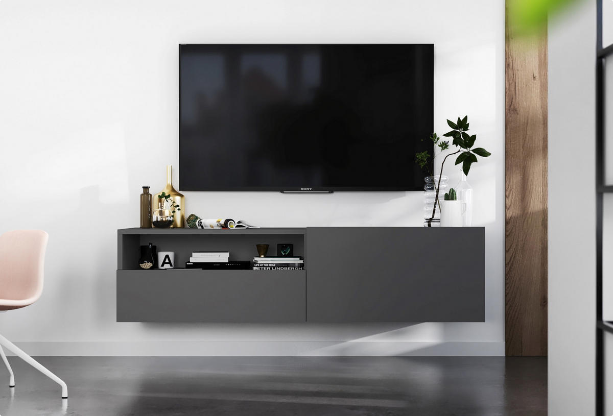 TV-SCHRANK Enjoy Graphit matt Schublade 120 cm - Grau, Holzwerkstoff (120/30/35cm) - Meble Lindner