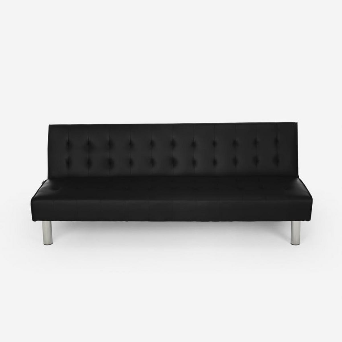 SOFABETT klappbar elly - Schwarz - Schwarz, Leder (180/70/64cm) - Pasmara