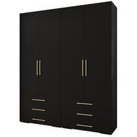 GARDEROBEN-SET 236,7/200/47 - Goldfarben/Schwarz, Holz/Kunststoff (200/236.7/47cm) - Abiks Möbel