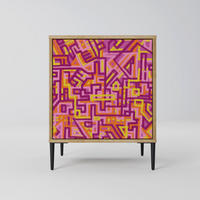 SIDEBOARD LOVELY MEMORIES, Eichefarben, 57,5x42x72,5 cm, Schwarze Metallfüße - Eichefarben/Multicolor, Holzwerkstoff/Metall (57.5/72.5/42cm) - SpaceRebels
