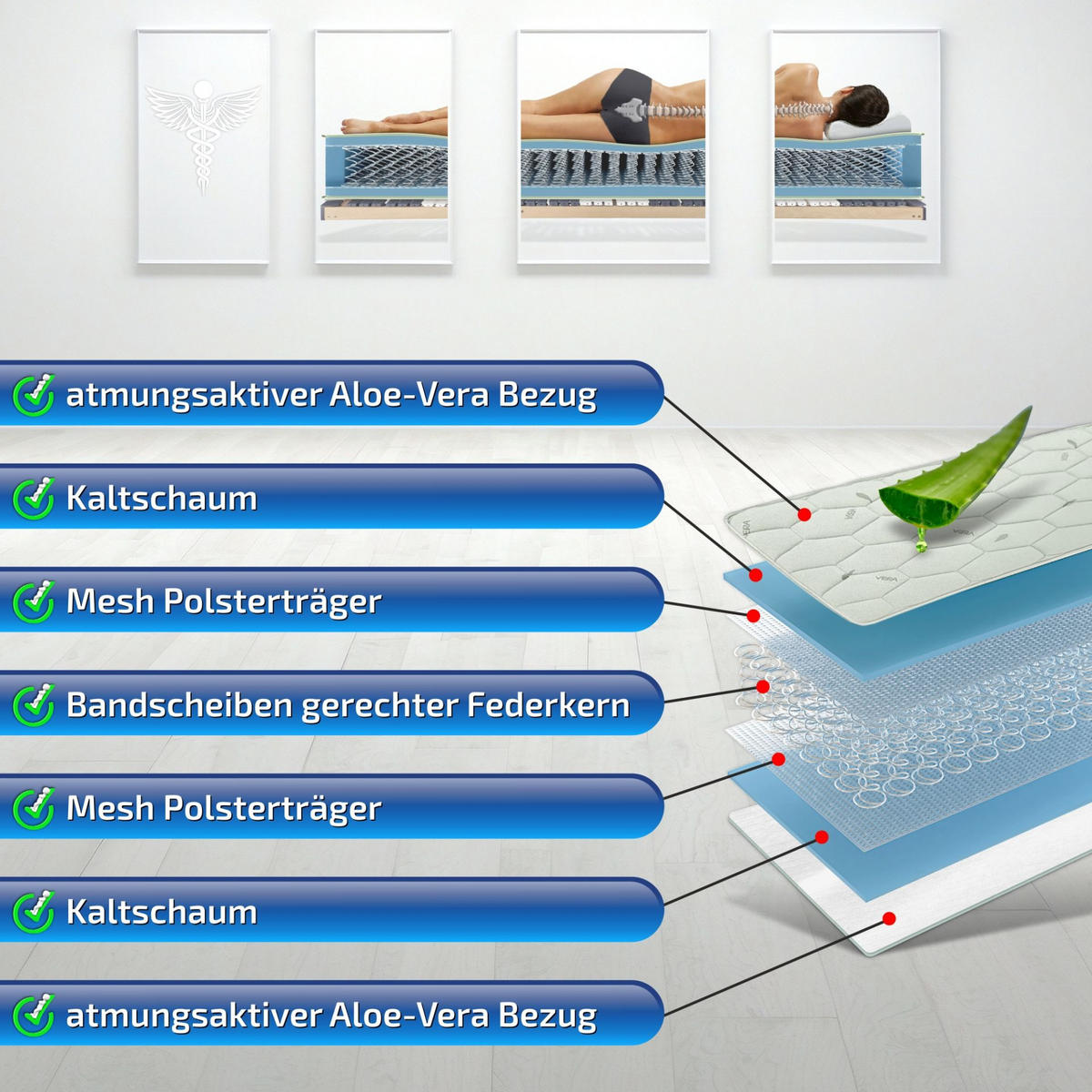 FEDERKERNMATRATZE Smaragd 140x200 cm 27 cm Hoch H4 - Weiß, Textil (140/200cm) - Matratzen Perfekt
