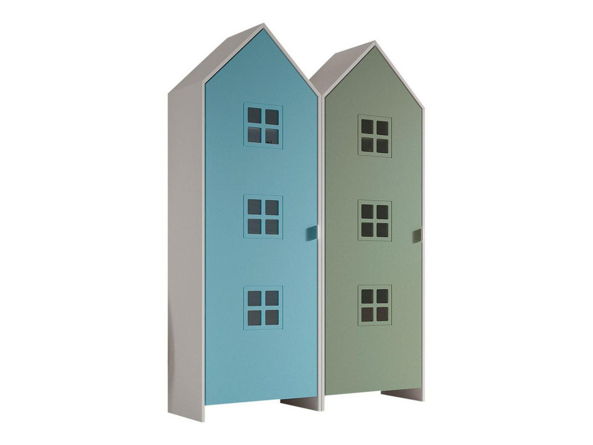 REGALSCHRANK Set Kania 115x37x171 MDF Weiß /Bunt - Blau/Grün, Holzwerkstoff (115/171/37cm) - 58aufmkessel