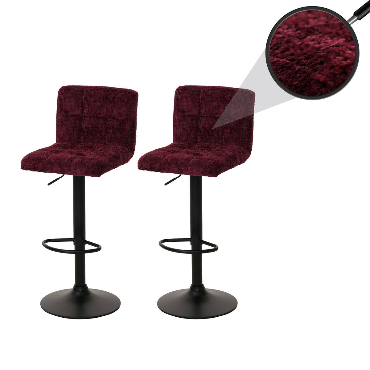 BARHOCKER Bordeaux 2er-Set - Bordeaux, Textil (38/107/41cm) - MCW