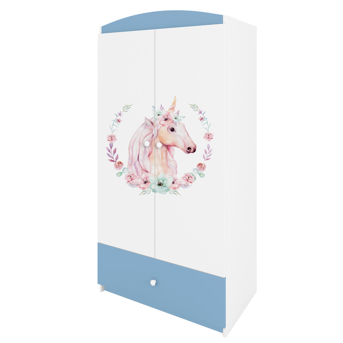 KINDERKLEIDERSCHRANK Pferd - Blau, Holzwerkstoff (90/175/52cm) - RAUMHIRSCH FURNITURE