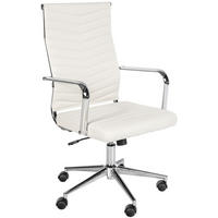 DREHSTUHL Lederlook Weiß - Chromfarben/Weiß, Textil/Metall (57/100/60cm) - CLP