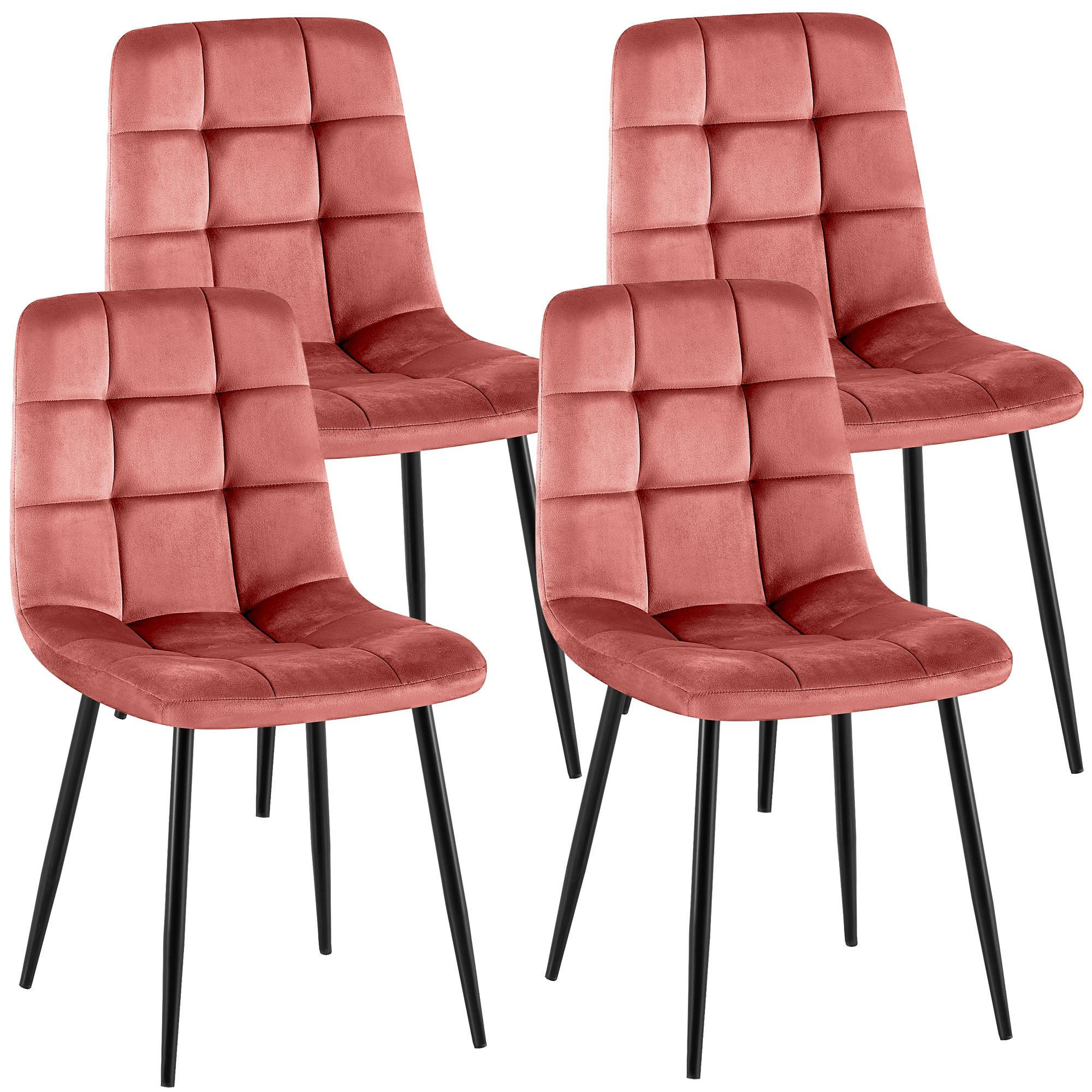 STUHL 4 Samt Rosa - Schwarz/Rosa, Textil/Metall (45/84/55cm) - CLP