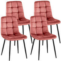 STUHL 4 Samt Rosa - Schwarz/Rosa, Textil/Metall (45/84/55cm) - CLP