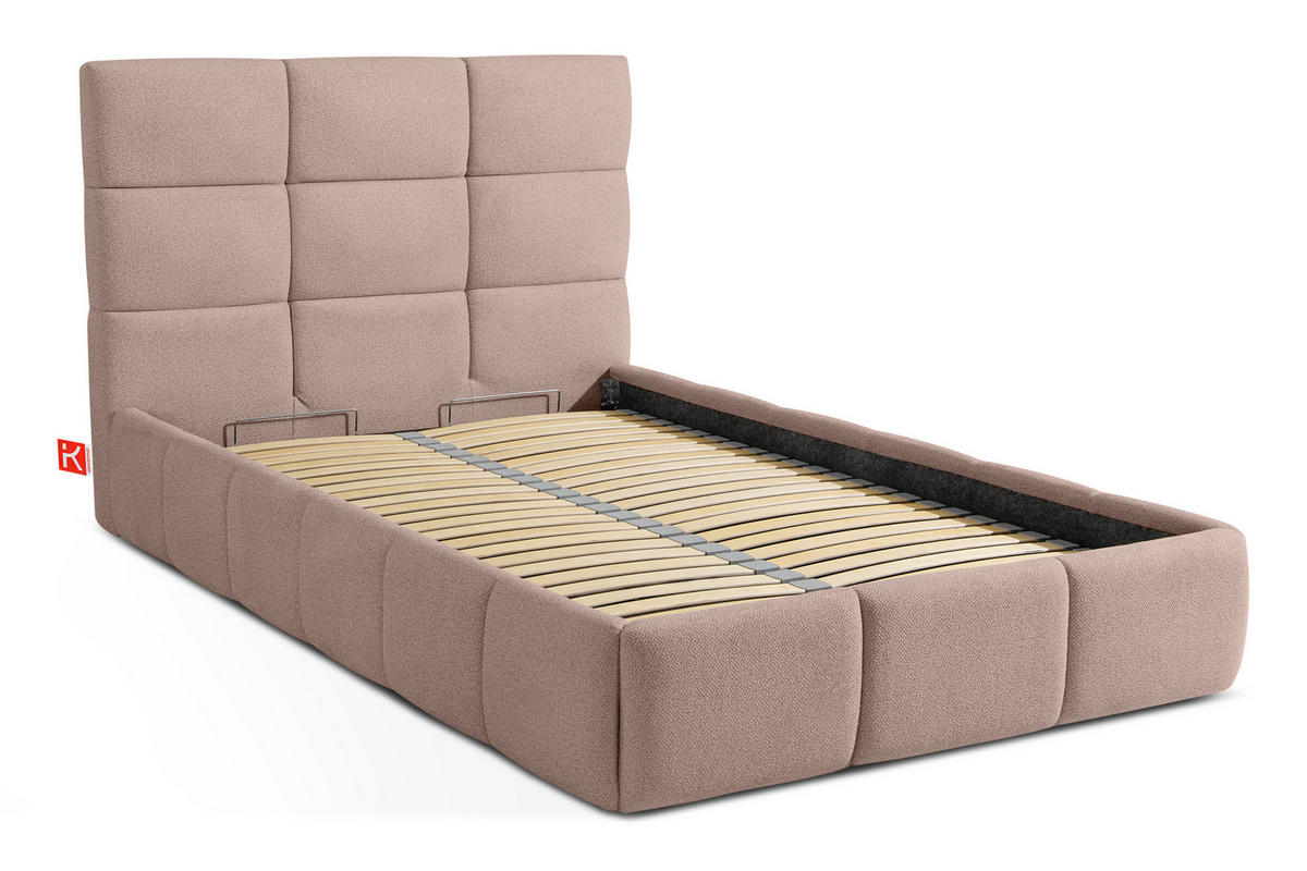 POLSTERBETT ALTOS Einzelbett, Bouclé, rosa - Rosa, Holz/Holzwerkstoff (120/200cm) - KONSIMO®