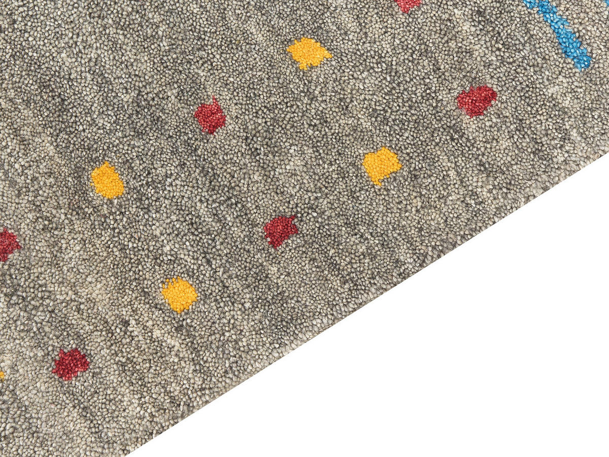 KURZFLOR-GABBEH Seymen 200/140 cm - Grau, Textil (140/200cm) - Beliani