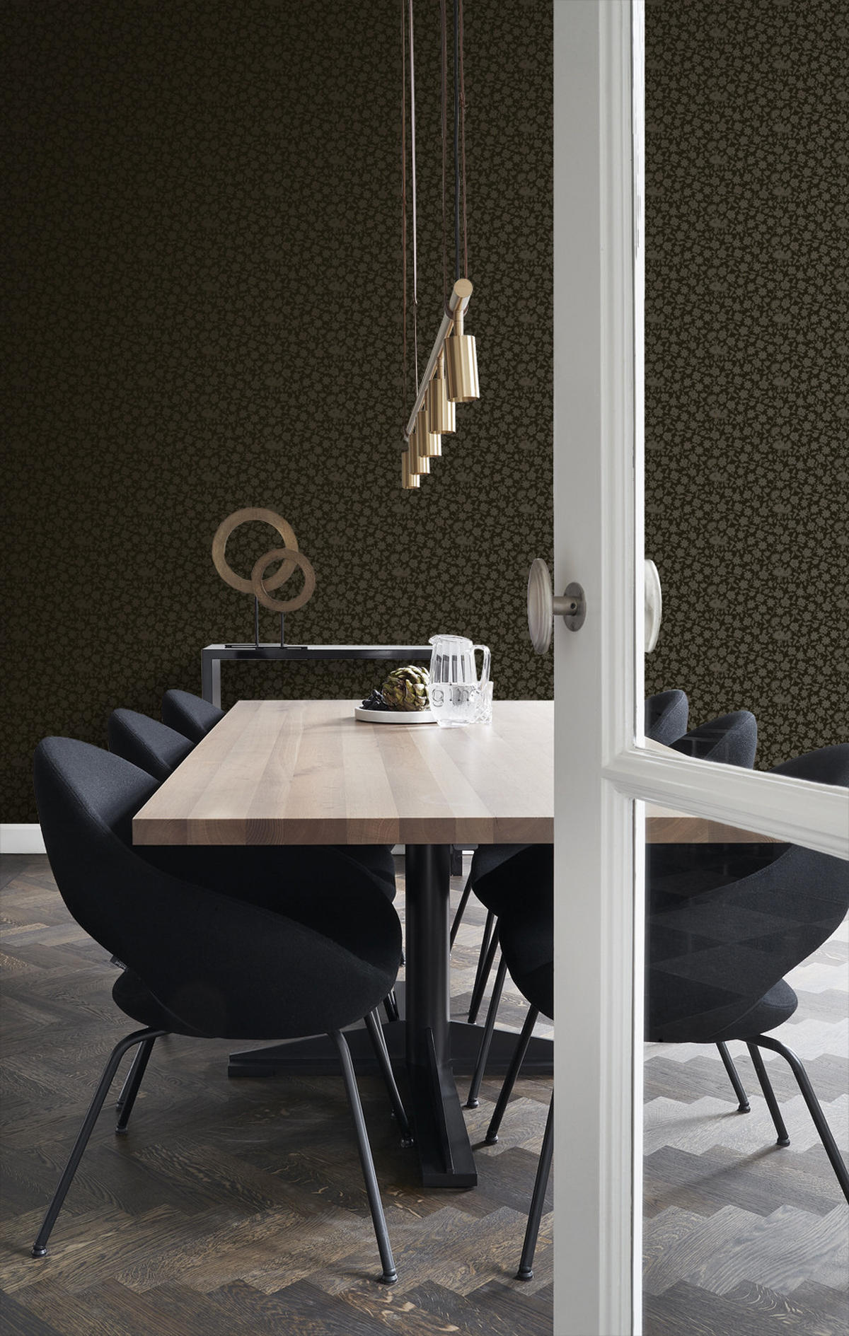 TAPETE Blumen 53 cm x 10.05 m - Schwarz, Papier (53/1000cm) - Origin Wallcoverings