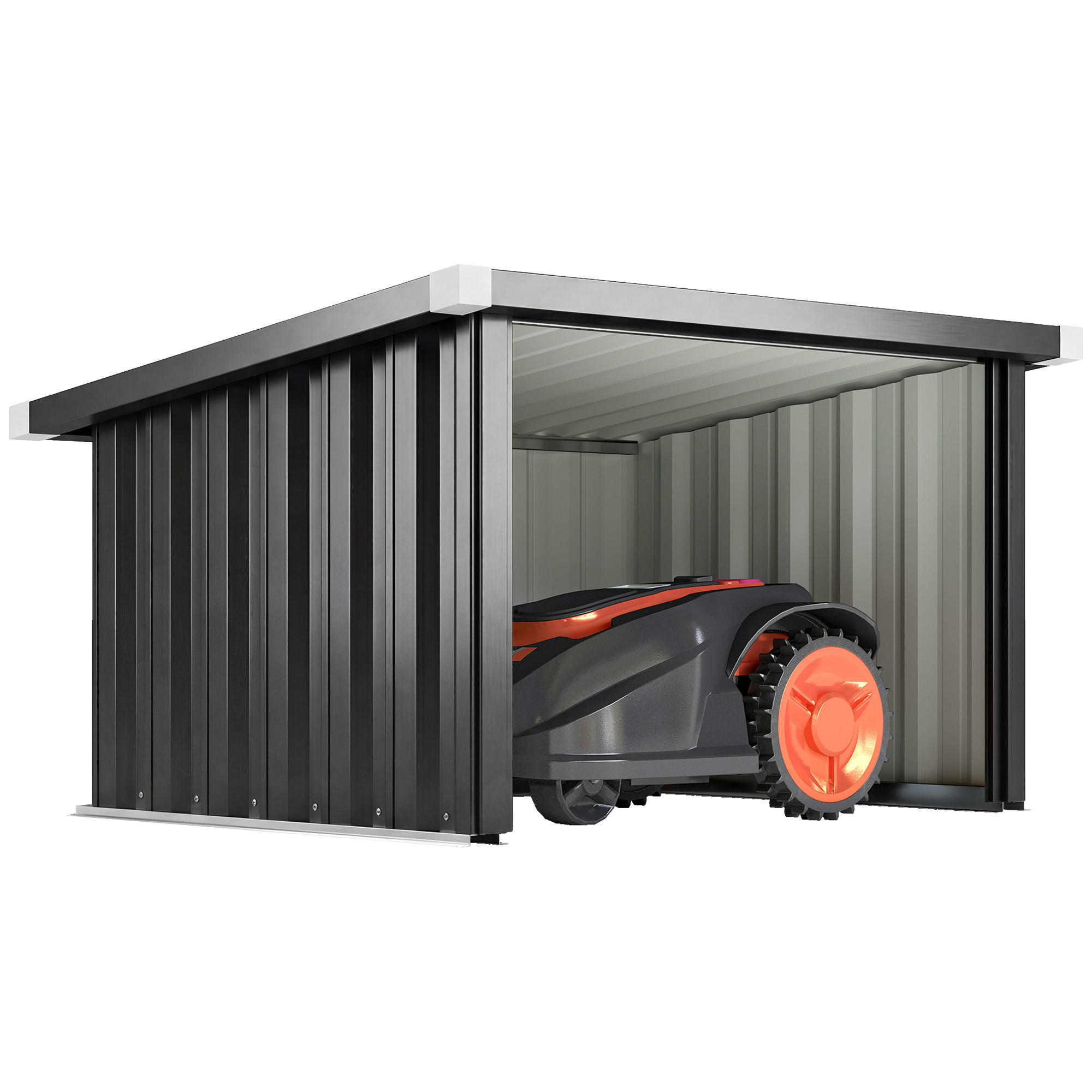 MÄHROBOTERGARAGE DE-10265 mit Pultdach und Schutzkante Silber - Dunkelgrau, Metall (86/62.5/108cm) - ComfortXL