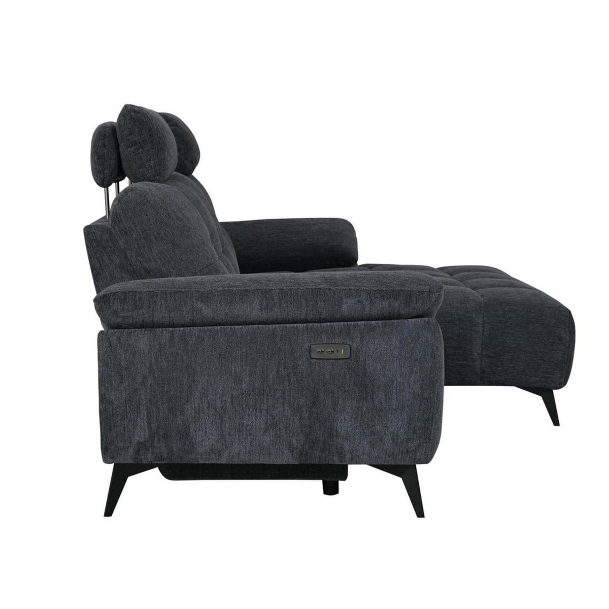 ECKSOFA Webstoff Grau - Schwarz/Grau, Textil/Metall (268/156cm) - Furnhouse