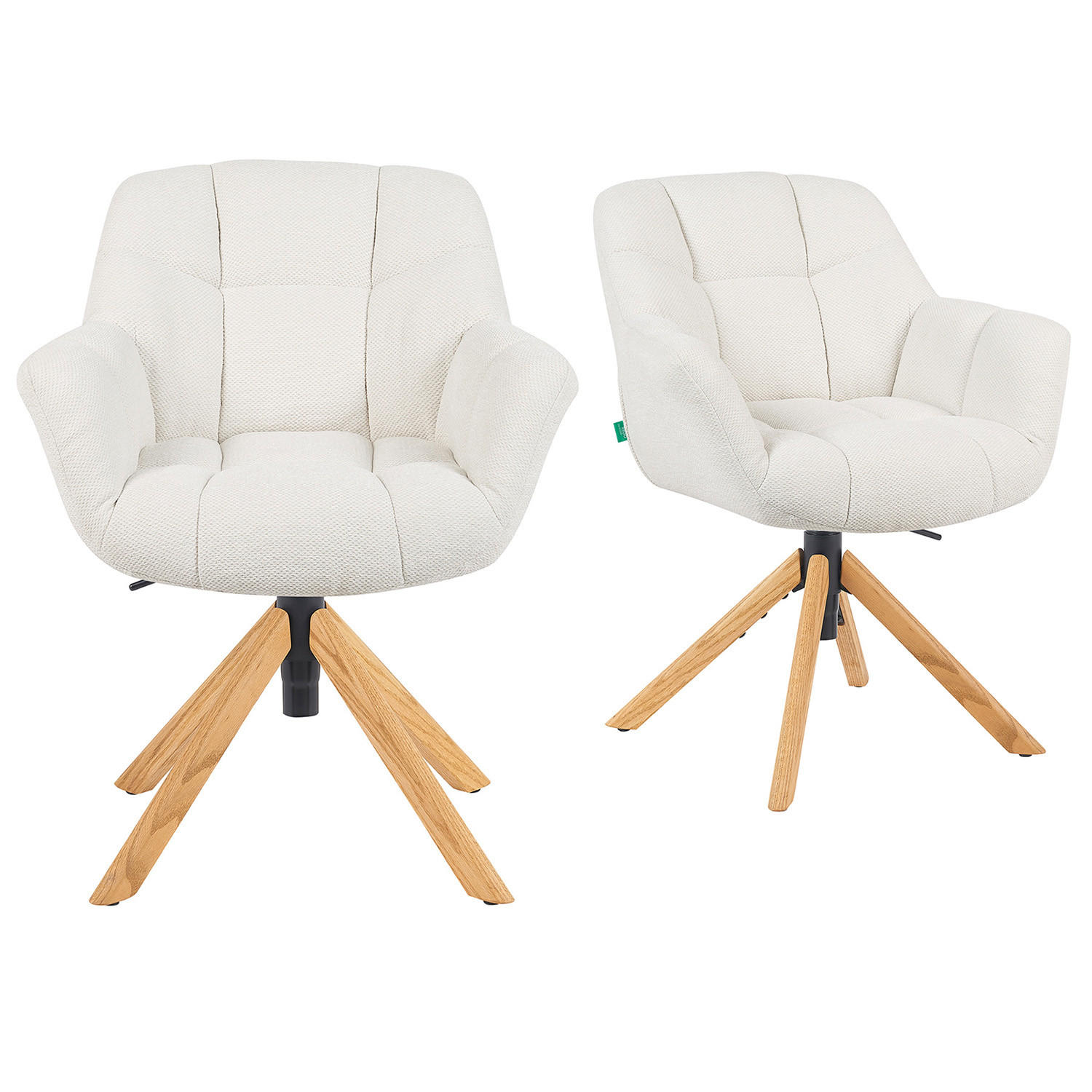 BÜROSTUHL Mika-Iven - Honigeiche/Creme, Eichenholz/Holz (65/82/66cm) - DUBI Möbel