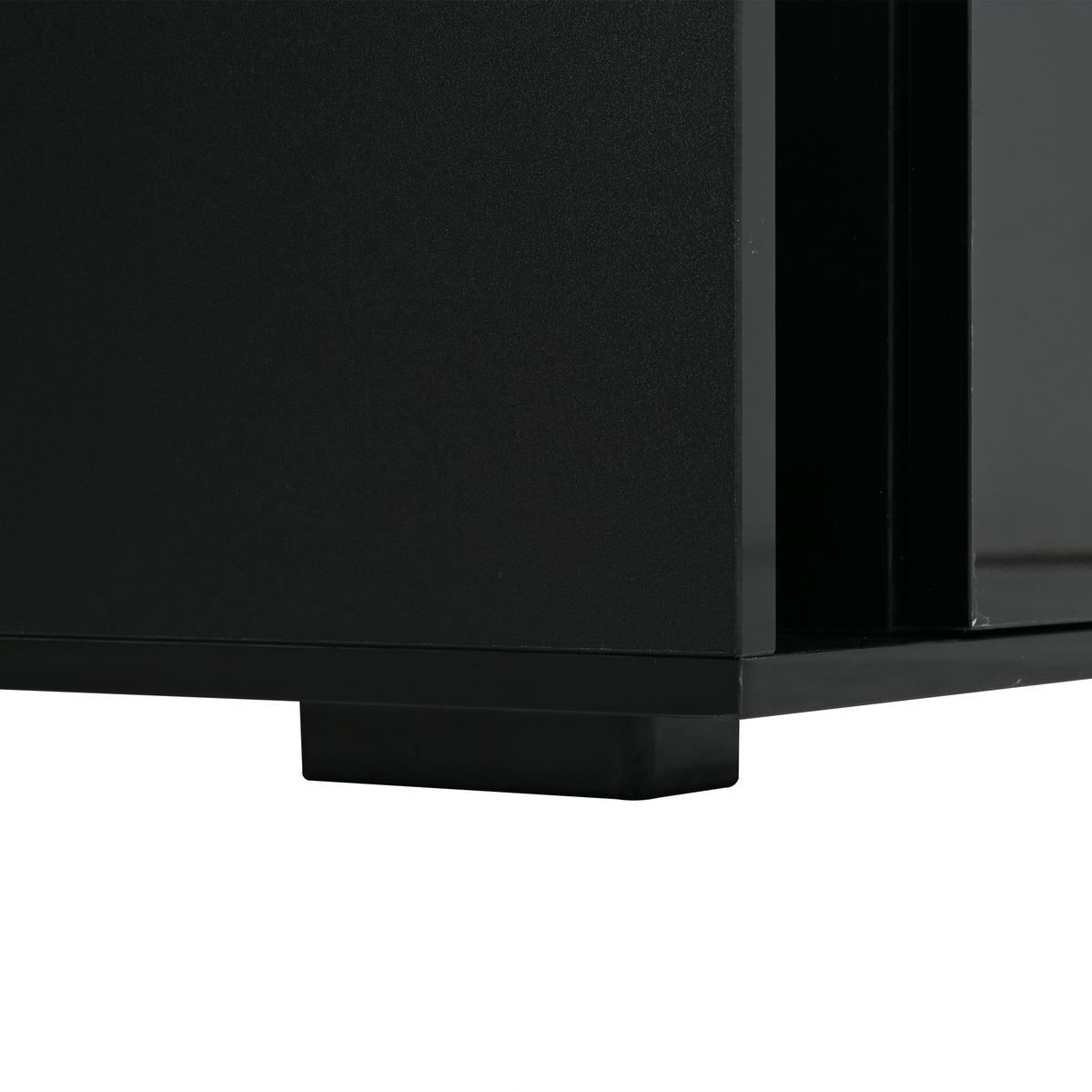 COUCHTISCH 70/70/35 cm, Schwarz, mit LED-Beleuchtung, Glasplatte und 2 Schubladen - Schwarz, Glas/Holzwerkstoff (70/70/35cm) - CHICFURN