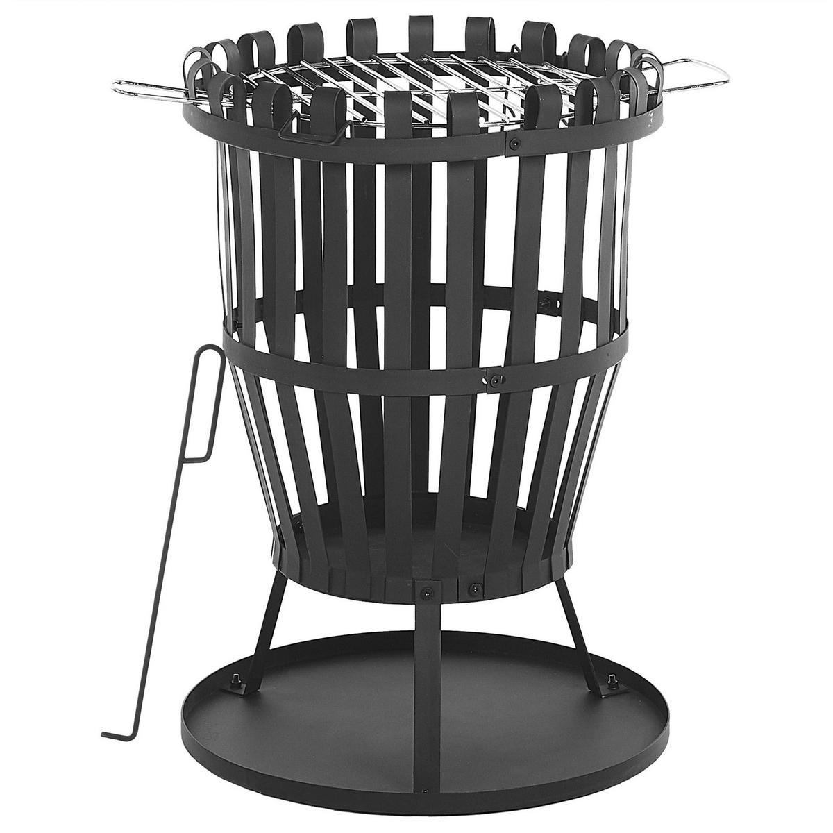 FEUERSTELLE Stahl schwarz rund mit Bodenplatte Pulo - Schwarz, Metall (49/72/49cm)