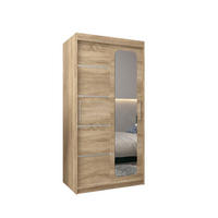 SCHWEBETÜRENSCHRANK 200/100/62 2-türig - Silberfarben/Sonoma Eiche, Holz/Kunststoff (100/200/62cm) - MÖBEL KRYSPOL