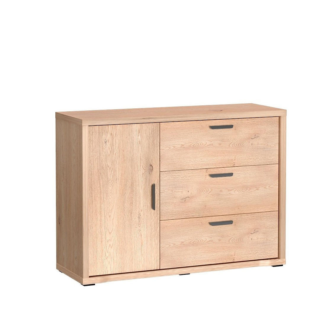 KOMMODE BRESSO 118/86/40,5cm mit 3 Schubladen 1 Türen Eichefarben - Eichefarben, Holzwerkstoff (118/86/40.5cm) - MASSENO