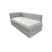 POLSTER-KINDERBETT LUKA 90x200 cm, links, mit Ausziehbett – Grau - Grau, Textil - KS Home Concept