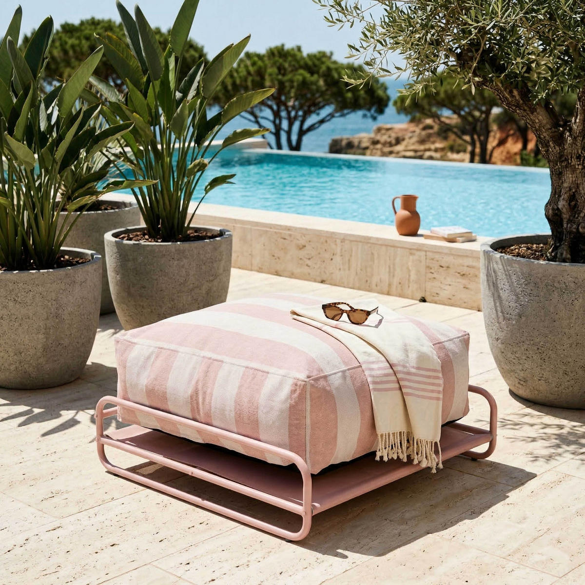 GARTENHOCKER pudressosa - Pink, Textil (97/42/97cm) - Oviala