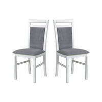 STUHL 2er Set MILANO 5 weiß - Weiß/Grau, Holz (43/93/40cm) - Leaf Design