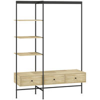 GARDEROBENSTÄNDER Metall Spanplatte Eiche - Eichefarben, Metall (48/180/135cm) - HOMCOM