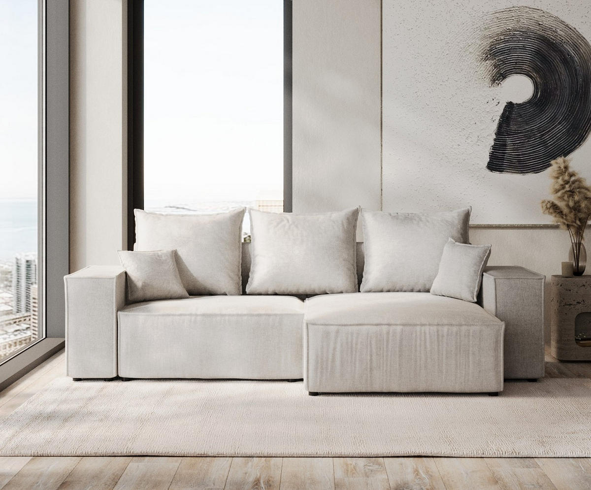 ROHOVÁ SEDAČKA SENSO, textil, Světle šedá - černá/světle šedá, dřevo/kompozitní dřevo (255/148cm) - AltaBeds