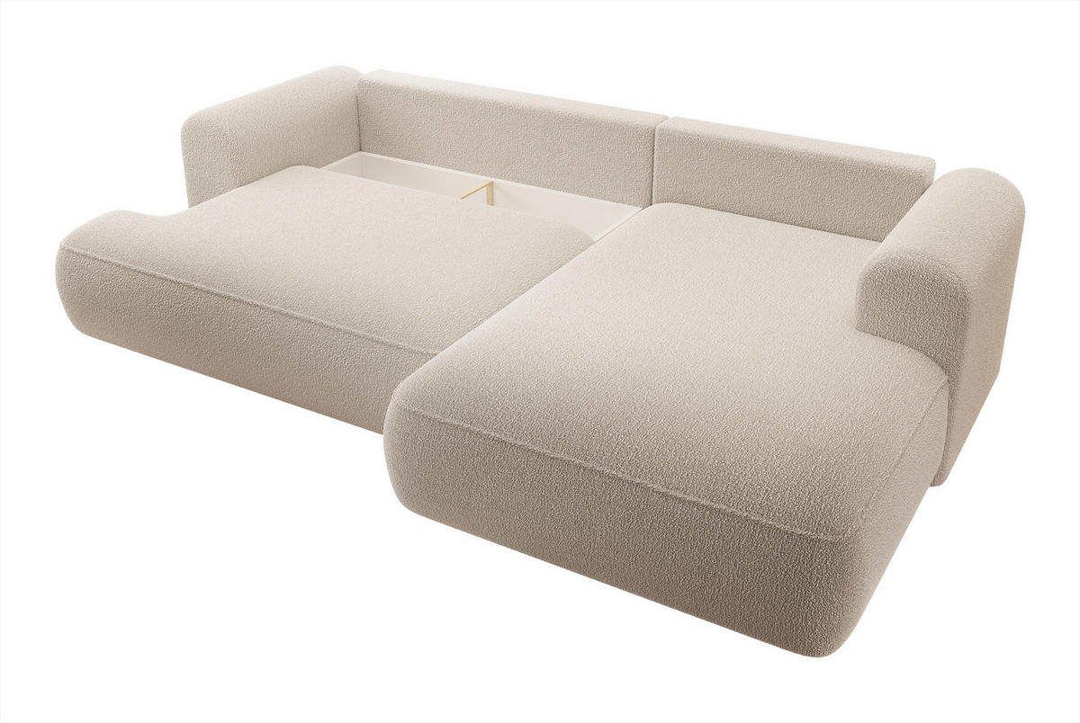ECKSOFA Ovo Beige Boucle - Beige/Schwarz, Kunststoff/Textil (260/165cm) - Selsey