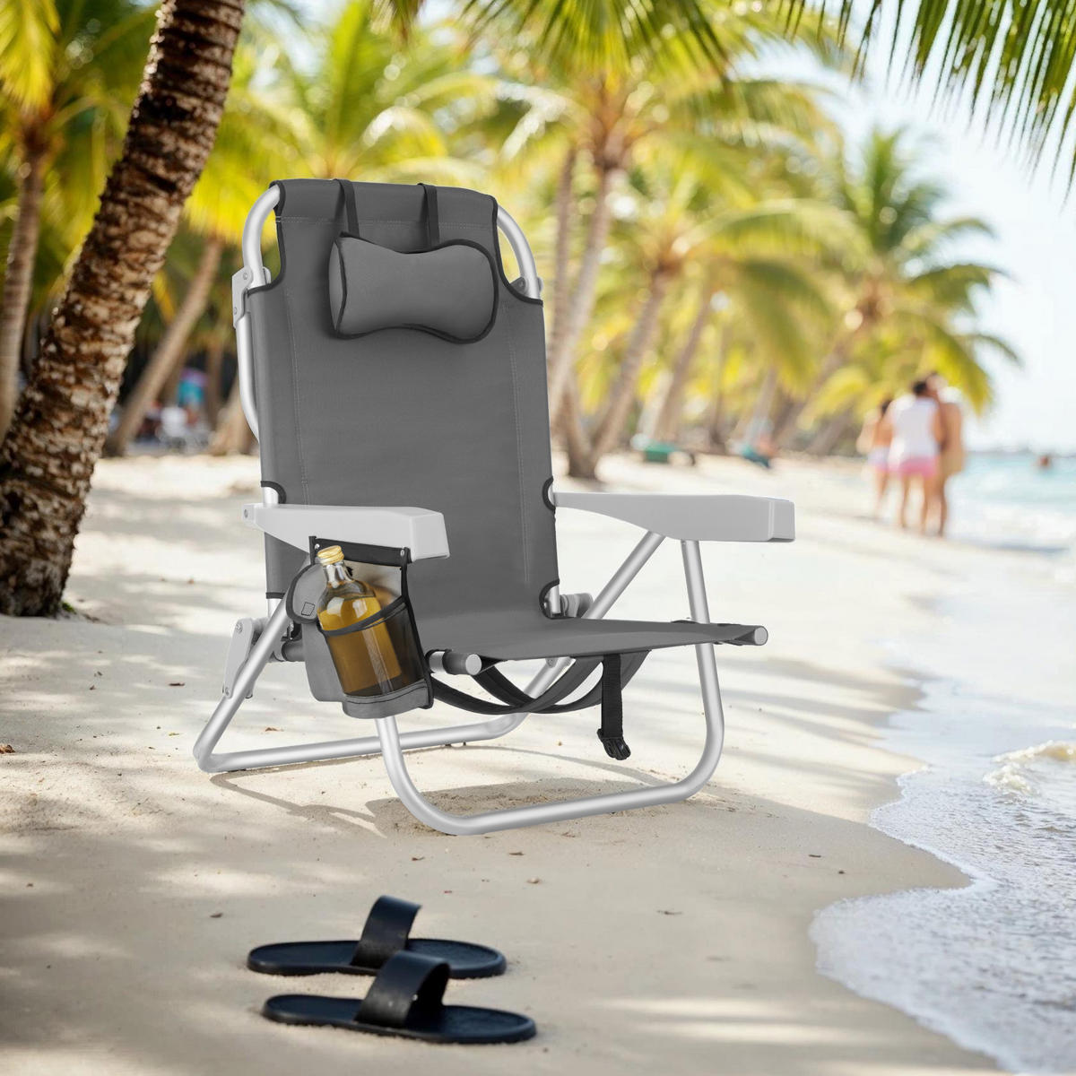 STRANDSTUHL Coral, rückseitige Kühltasche und Aufbewahrungstasche, grau - Grau, Kunststoff (63/78/101cm) - tectake